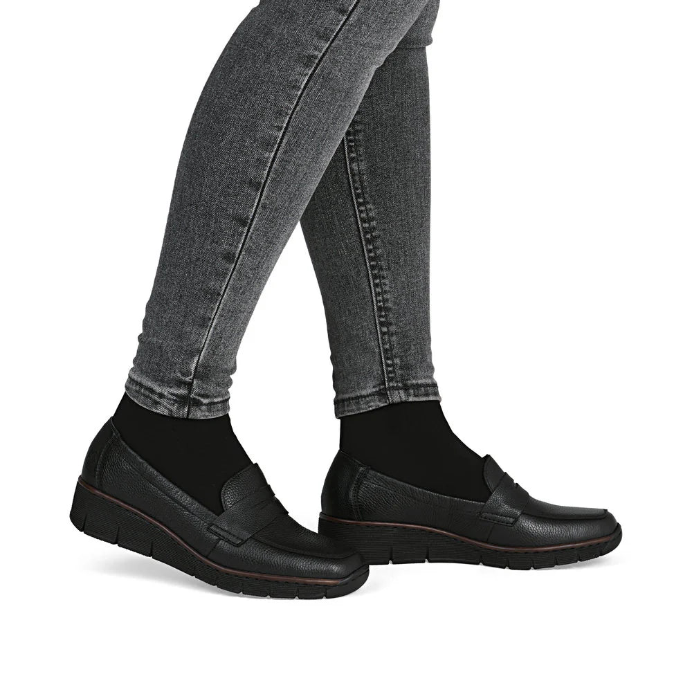 Women's Rieker Black Leather Loafer