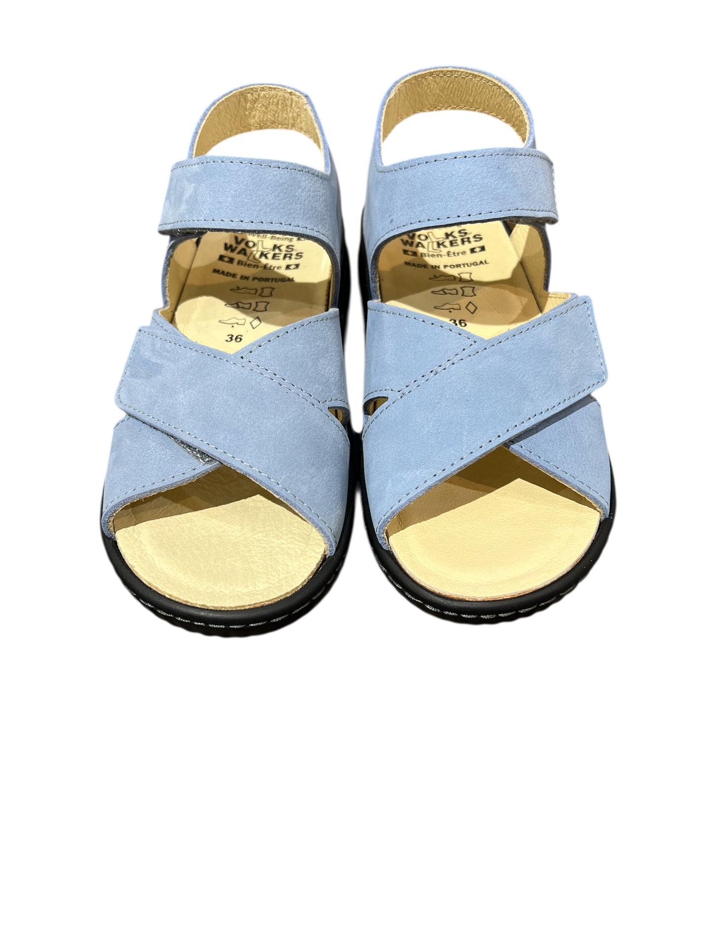 Women's Volks Walker 2-Strap Blue Leather Sandal