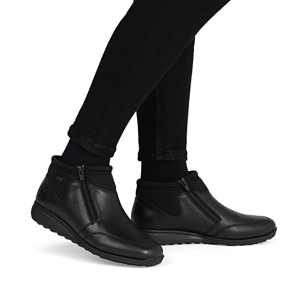 Women's Rieker Black Leather Ankle Boot