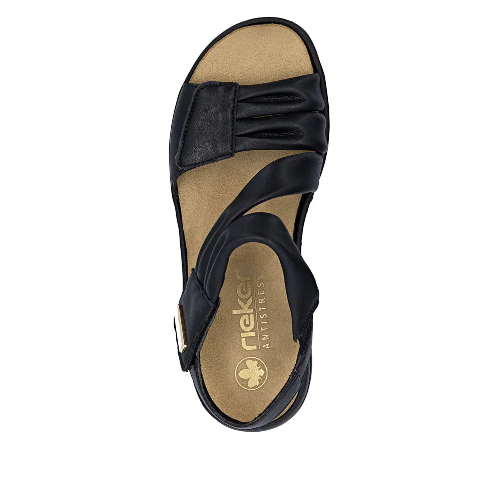 Women's Rieker Black Strap Leather Sandals