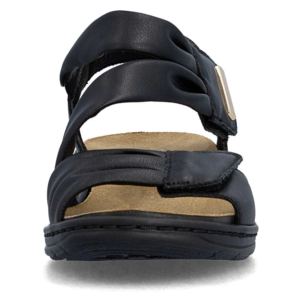 Women's Rieker Black Strap Leather Sandals