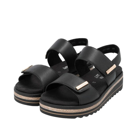 Women's Remonte Black Velcro Sandal