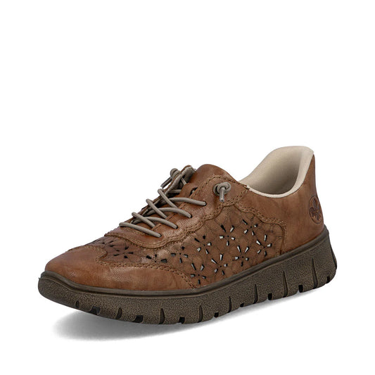Women's Rieker "ReadyToGo" Brown Leather Sneakers
