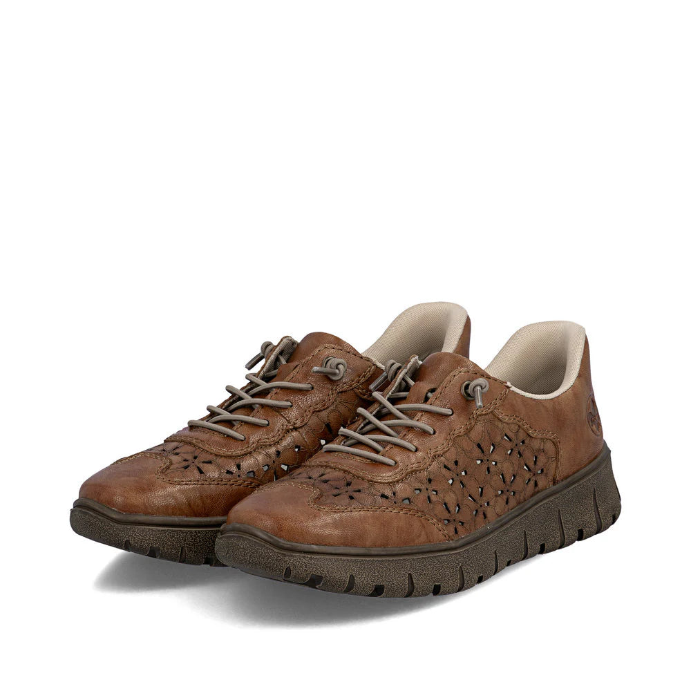 Women's Rieker "ReadyToGo" Brown Leather Sneakers