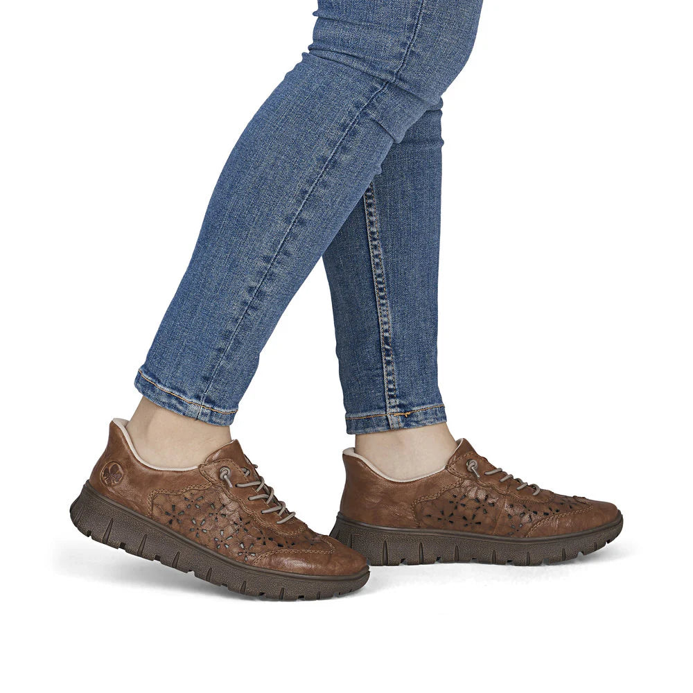 Women's Rieker "ReadyToGo" Brown Leather Sneakers